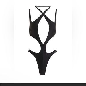 Mugler halter cutout swimsuit